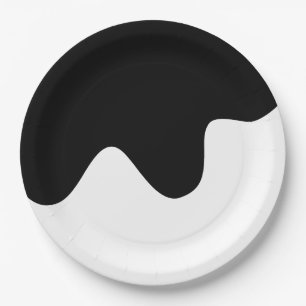 Prato De Papel Abstrato mínimo preto e branco moderno