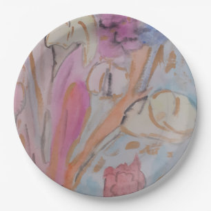 Prato De Papel Abstrato Pastel Floral