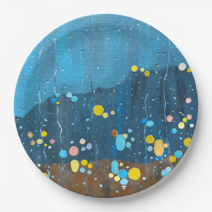 Prato De Papel Abstrato Rain Painting