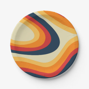 Prato De Papel Abstrato retro style waves design
