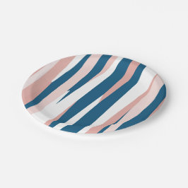 Prato De Papel Abstrato rosa azul e branco