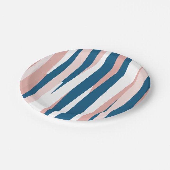 Prato De Papel Abstrato rosa azul e branco (Inclinado)