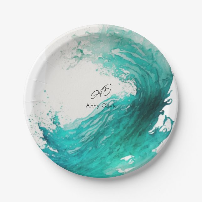 Prato De Papel Abstrato simples de casamento (Frente)