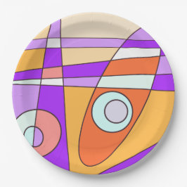 Prato De Papel Abstrato Surfing Orange Purple