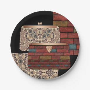 Prato De Papel Abstrato tijolos, impressão, bolsas, embraiagem
