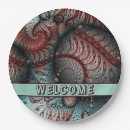 Prato De Papel Abstrato Vivid Fantasy Fractal Art Brown Blue