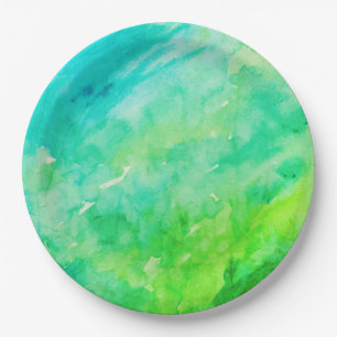Prato De Papel Abstrato Watercolor Tie Dye Neon