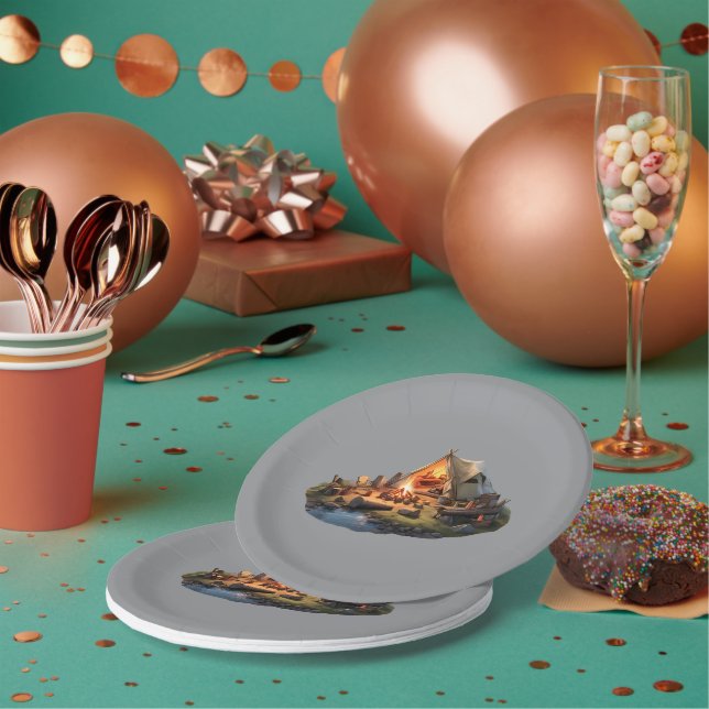 Prato De Papel Acampamento Com Os Amados (Múltiplo)