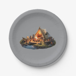 Prato De Papel Acampamento Com Os Amados