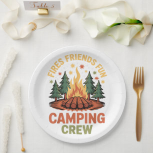 Prato De Papel Acampamento Divertido Amigos Fogo
