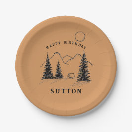 Prato De Papel Acampamento Personalizado de Papéis de Aniversário