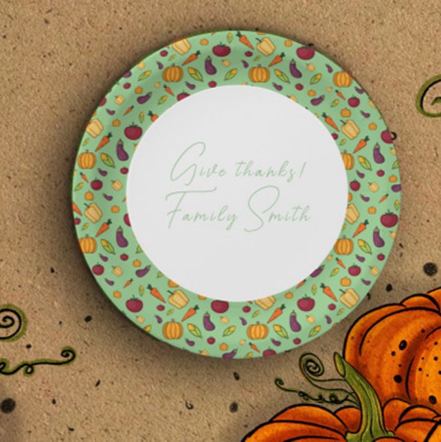 Prato De Papel Ação de Graças a legumes verde costume (Criador carregado)