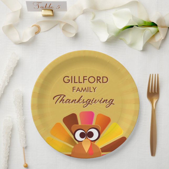 Prato De Papel Ação de Graças da Família Personalizada (Casamento)