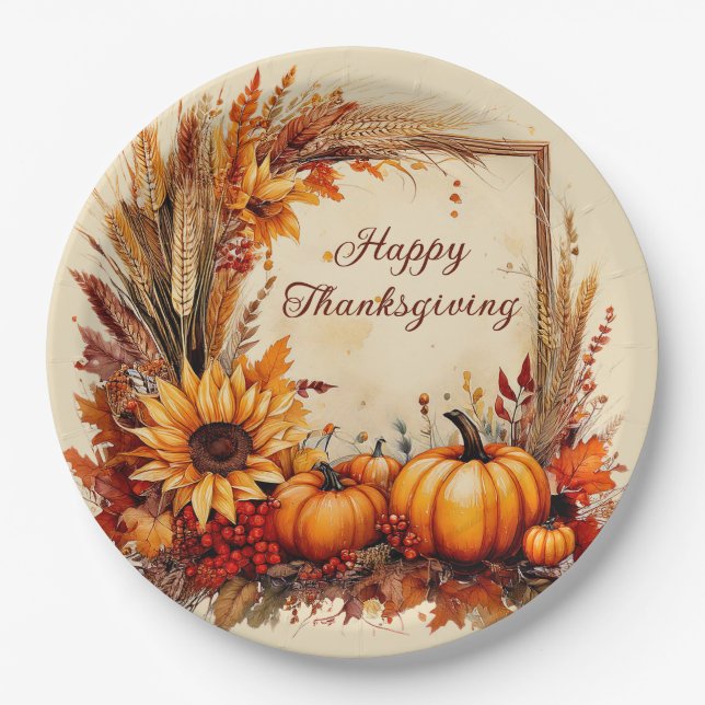 Prato De Papel Ação de Graças do Autumn Mix frame (Frente)