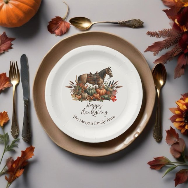 Prato De Papel Ação de Graças Rustic Western Pleasure Horse (Enjoy this Rustic Western Thanksgiving Horse design! Customize with your favorite event!)