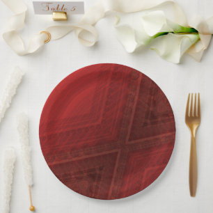 Prato De Papel Aceitação Padrão de Boho Eclético Vermelho