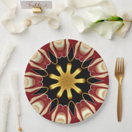Prato De Papel Achempong: Starburst | Luxo Carmesim e Dourado