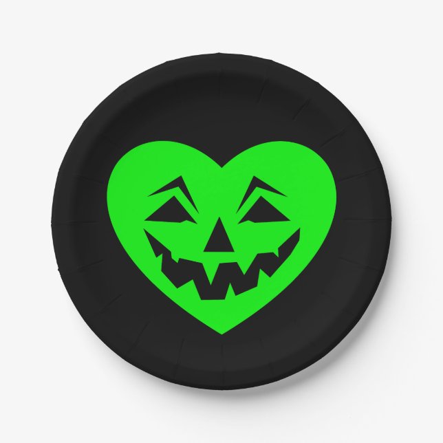 Prato De Papel acid green halloween heart gothic valentine creepy (Frente)