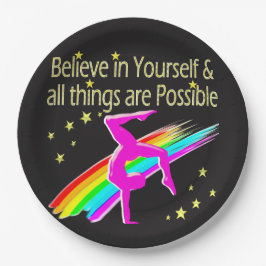 PRATO DE PAPEL ACREDITE EM SI MESMO DESIGN DE GINÁSTICA