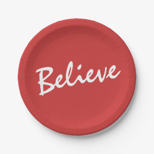 Prato De Papel Acredite no feriado do Natal  