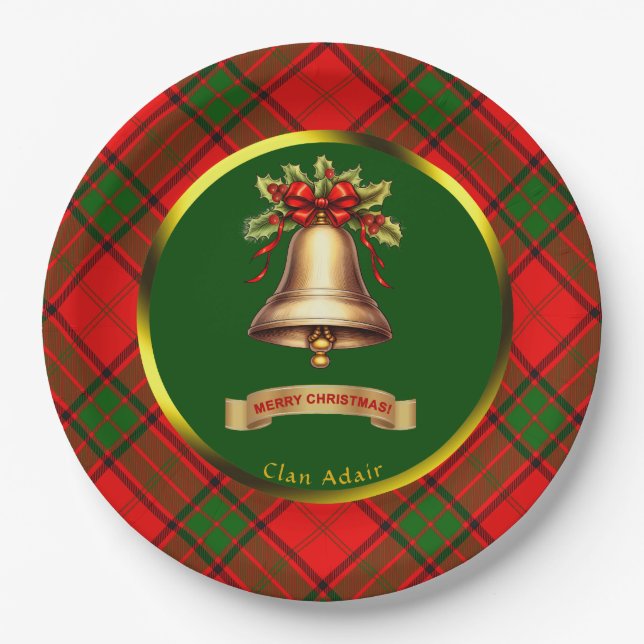 Prato De Papel Adair Tartan Personalizado Natal (Frente)