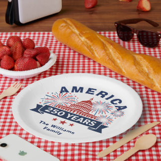 Prato De Papel Add Family Name America 250 White House Fireworks