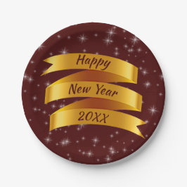 Prato De Papel Adicionar Feliz ano novo de Texto de Ano 20xx Dour