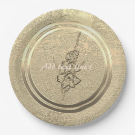 Prato De Papel Adicionar Gladiolus Dourado de Texto