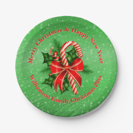 Prato De Papel Adicionar Nome Alterar Texto Vermelho Verde Natal 