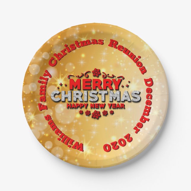 Prato De Papel Adicionar Nome Ano Correspondente à Felicidade Nat (Frente)