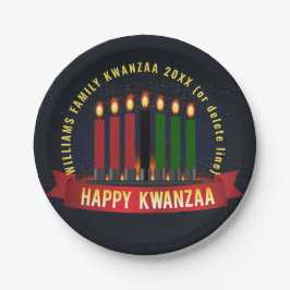 Prato De Papel Adicionar Nome Ano Kwanzaa Velas 7"