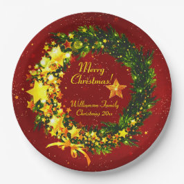 Prato De Papel Adicionar nome Ano Natal 20xx Dourado Terra em Ver