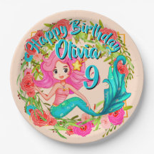 Adicionar Nome Idade Rosa Sereia Cauda Azul Aniver
