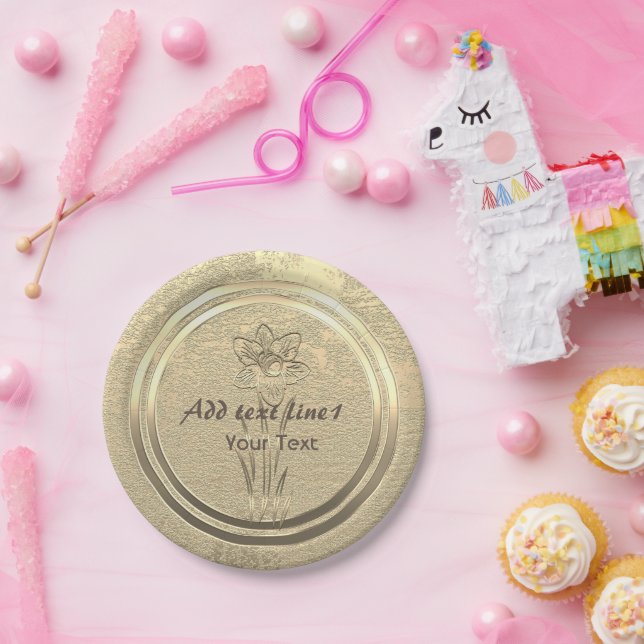 Prato De Papel Adicionar Placas de Papel Daffodil Dourado de Març (Festa)