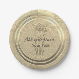Prato De Papel Adicionar Texto Dourado Daffodil March Paper Placa