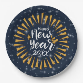 Prato De Papel Adicione a intermitência do Feliz ano novo de ano 