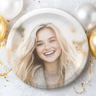 Prato De Papel Adicione sua própria foto personalizada