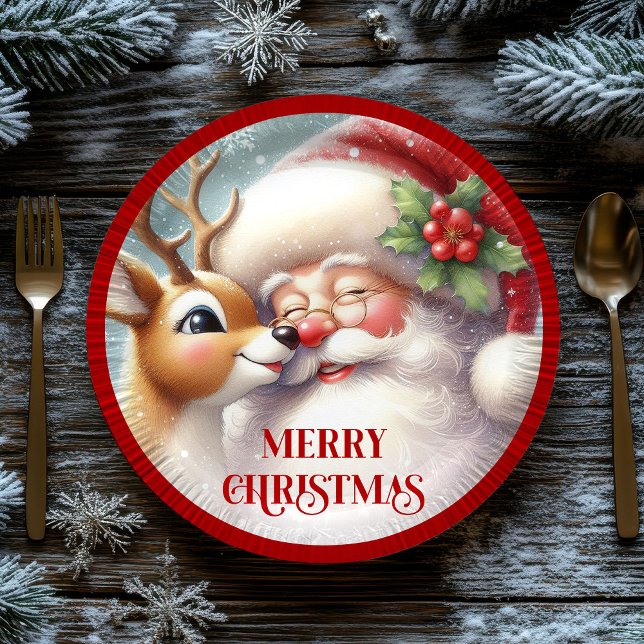 Prato De Papel Adorable Cartoon Kids Christmas Party Plates (Adorable Cartoon Kids Christmas Party Plates)