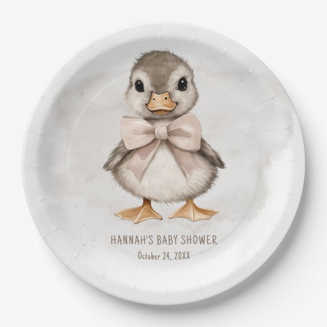 Prato De Papel Adorable Duckling Waddle It Be Baby Shower (Frente)