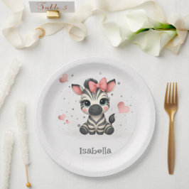 Prato De Papel Adorable little cartoon zebra 