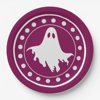 Prato De Papel Adorável Fantasma Assustador de Halloween Laranja