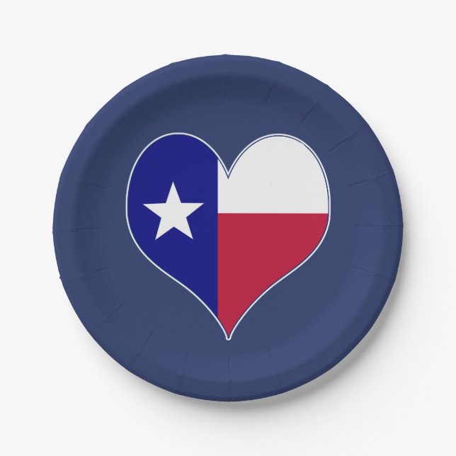 Prato De Papel Adoro Texas Flag Heart (Frente)