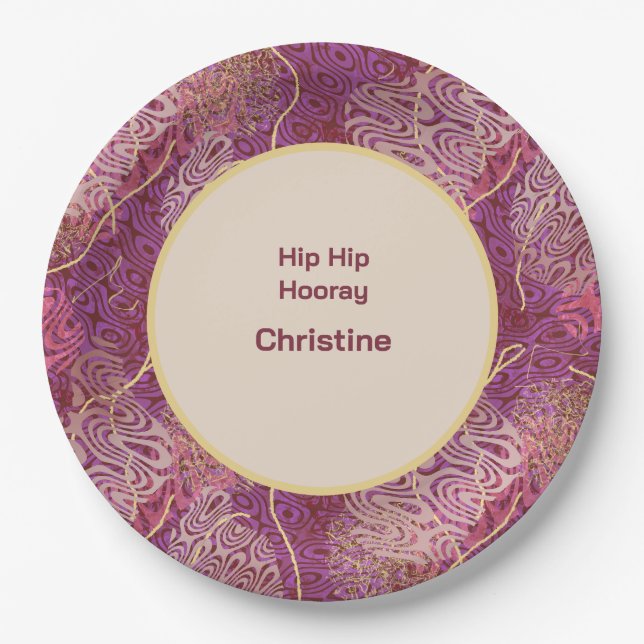 Prato De Papel Adult Birthday Silhouette Stencil Art Pattern (Frente)