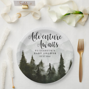 Prato De Papel Adventure Aguarda Misty Mountain Chá de fraldas