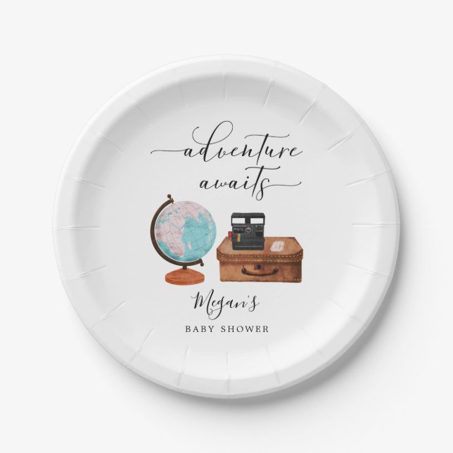 Prato De Papel Adventure aguarda o Chá de fraldas Viagem (Frente)