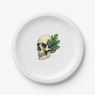 Prato De Papel Aesthetic Goth Grunge Skull Tropical Monstera Leaf