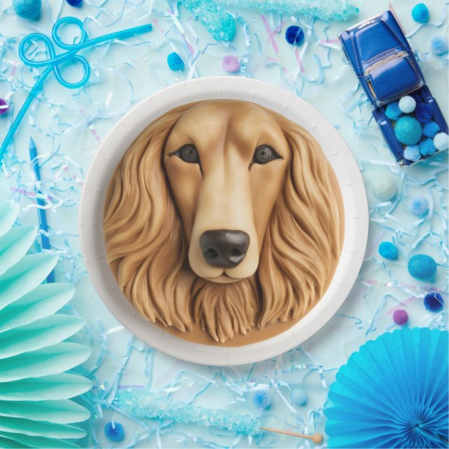 Prato De Papel Afghan Hound Inspirado em 3D (Festa)
