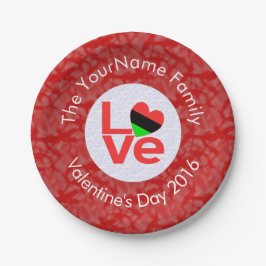 Prato De Papel African American Red Letters LOVE Flag Personalize
