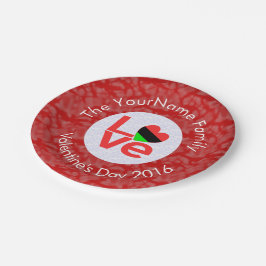Prato De Papel African American Red Letters LOVE Flag Personalize