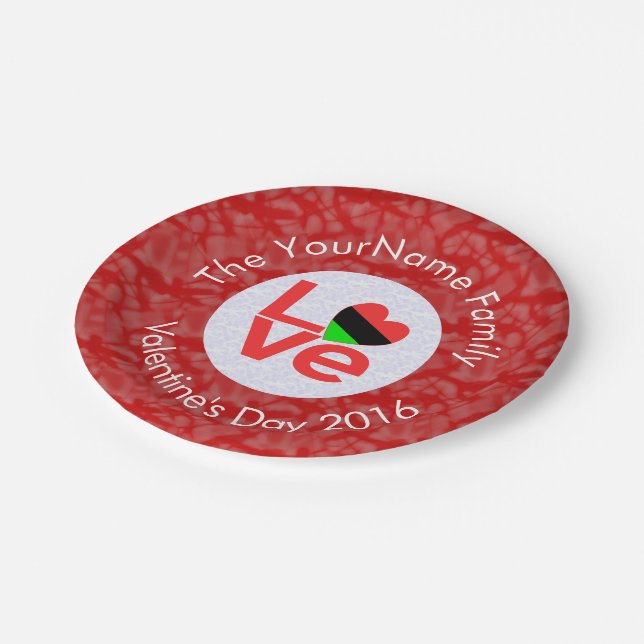 Prato De Papel African American Red Letters LOVE Flag Personalize (Inclinado)